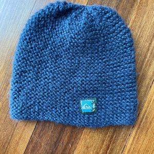 Vintage Quiksilver Dark Blue Chunky Knit winter Beanie Hat